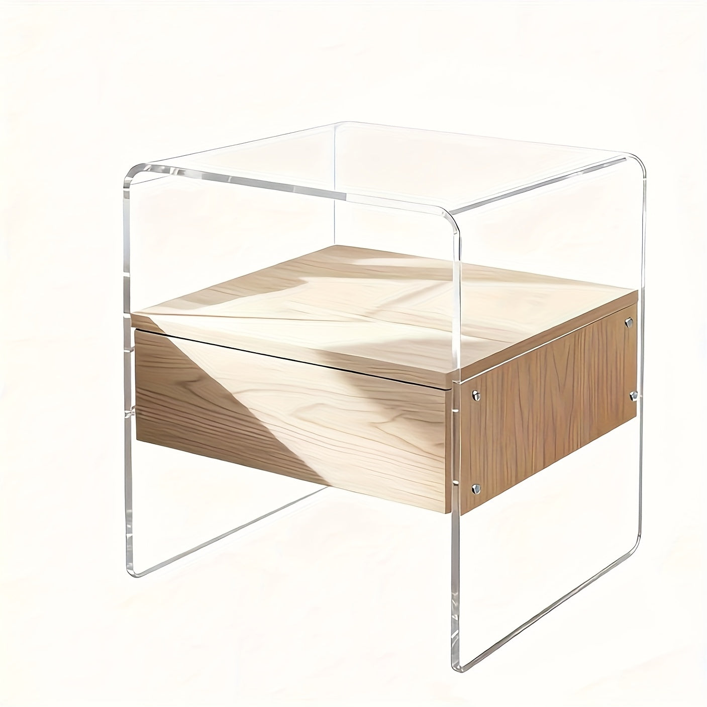 Clear Acrylic Nightstand with Drawer -Transparent Pre-Assembled Bedside Table, Durable Thick Acrylic End Table for Bedroom, Living Room, Dorm & Small Spaces, Modern Minimalist Accent Furniture, Contemporary Decor, Sleek Design, Apartment Dwellers